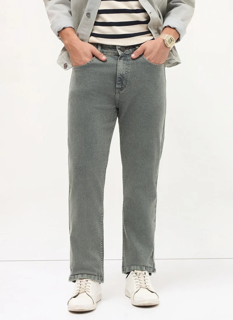 Urbano Fashion  Urbano Fashion Men's Light Grey Regular Fit Heavy Washed Denim Jeans Stretchable for Men | Best Price UAE